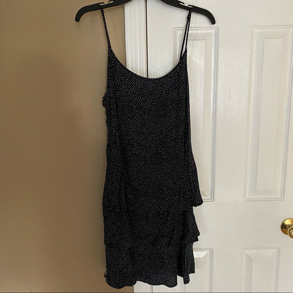 H & M tiered ruffle dress - navy & white size 14